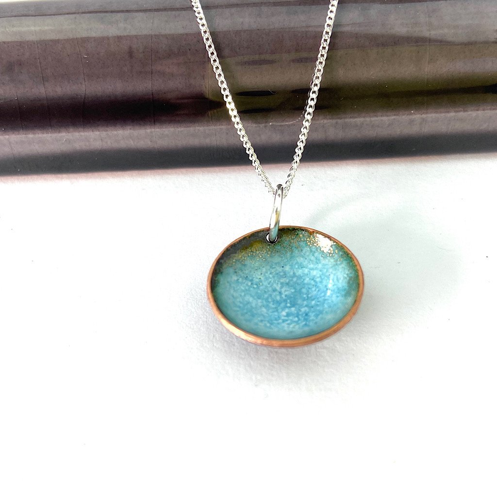 Expansion Enamel 'Bowl' pendant - turquoise - Katie Johnston Jewellery