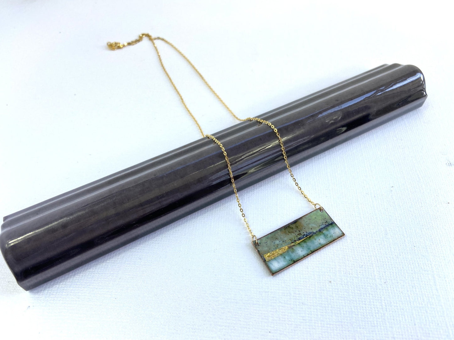 Landscape inspired enamel rectangle necklace - Katie Johnston Jewellery