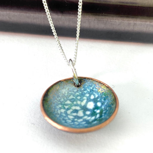 Expansion Enamel 'Bowl' pendant - bronze green - Katie Johnston Jewellery